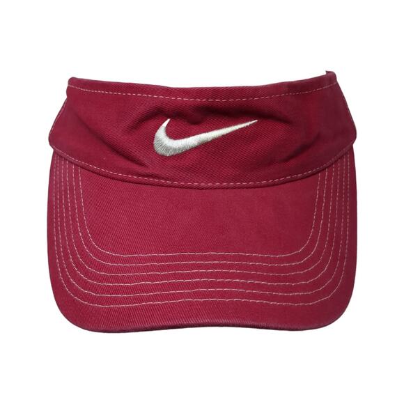 Nike Slideback Sun Visor Hat Red One Size Embroidered Swoosh Outdoor - Picture 1 of 9